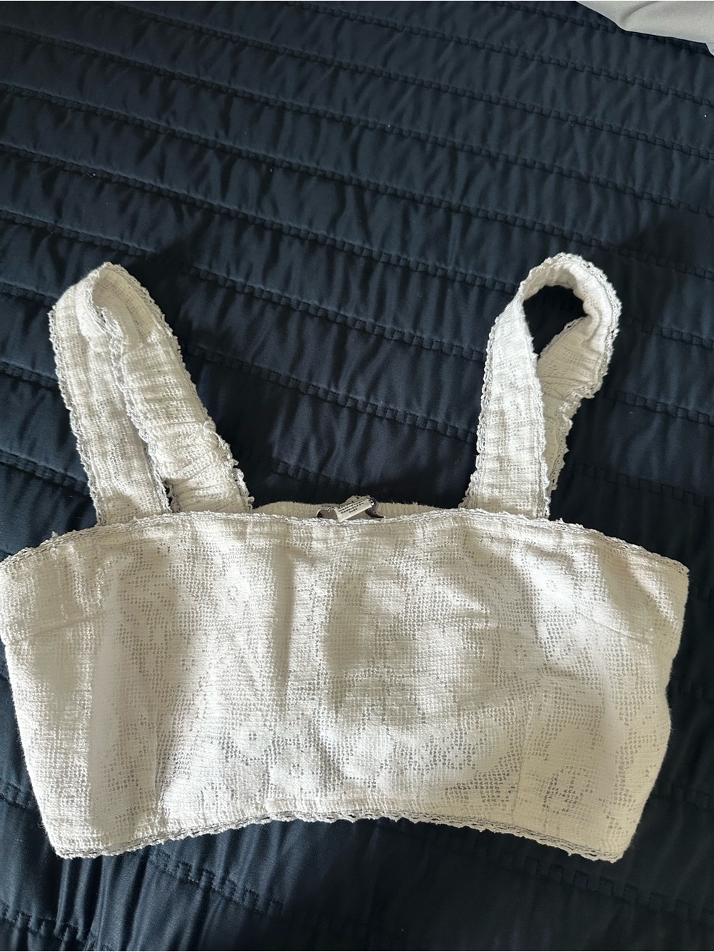 American Eagle Outfitters Cream Textured Cropped Tank